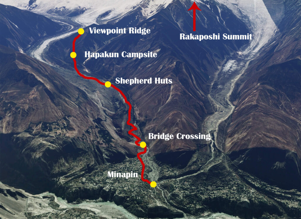 Rakaposhi basecamp trek route and distance.