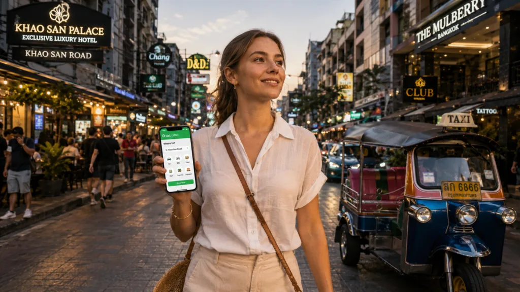 WOMAN NAVIGATING BANGKOK SMARTLY