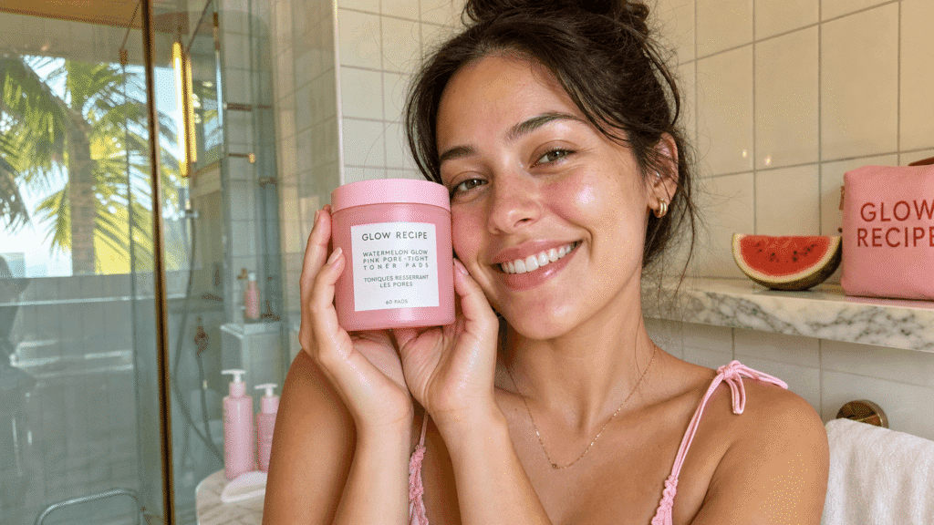 Glow Recipe watermelon PHA BHA pore pads for travel glowing skin