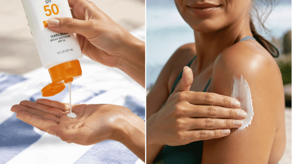 liquid sunscreen application
