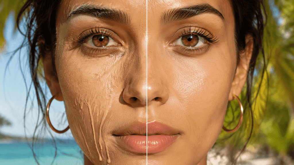 tinted moisturizer vs heavy foundation melting in humid weather