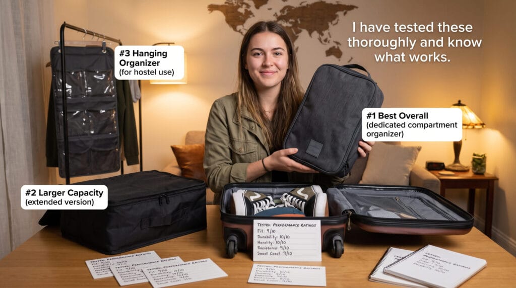 traveler ranking best shoe organizer bags by performance capacity and packing efficiency
