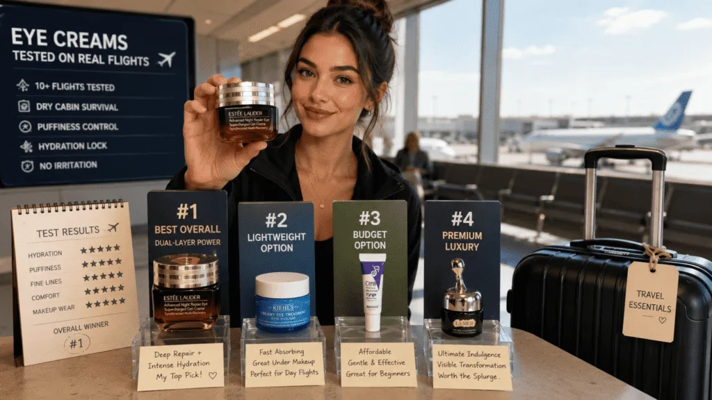 traveler ranking best eye creams for flights by protection barrier strength and hydration