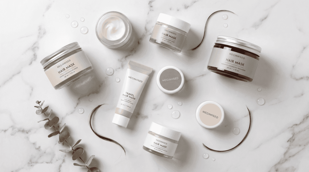 Packing hair moisturizing mask for travel - beauty essentials in luggage