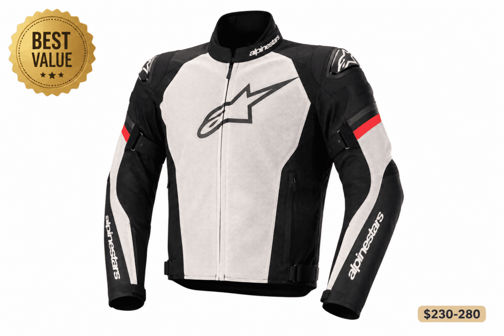 Alpinestars T-Jaws Air motorcycle riding jacket showing best value protection option with quality features