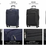 Lightweight luggage shown in four summer travel scenarios including beach airport and international settings
