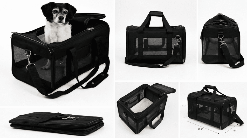 Sherpa Deluxe dog travel carrier showing premium soft-sided construction with ventilation
