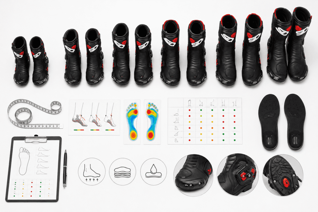 Protection components diagram showing toe heel ankle and arch shank in touring boots