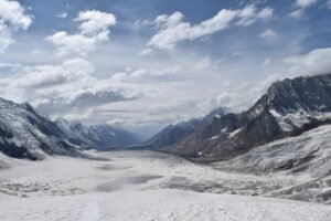 Snow Lake ice basin ringed by high Karakoram peaks on the Biafo Glacier