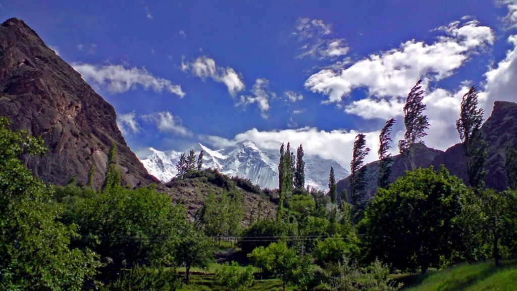 Rakaposhi (7,788 m) rising above Nagar Valley, Gilgit-Baltistan