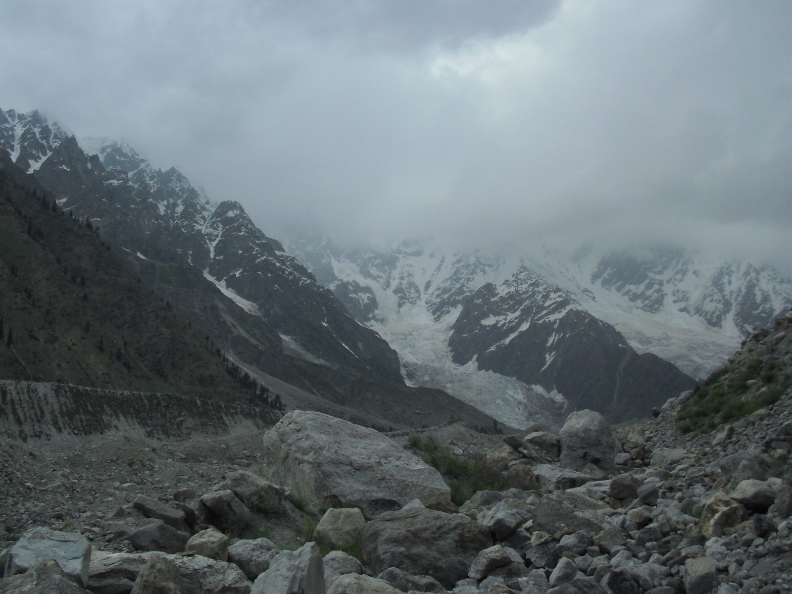Rocky moraine valley beneath the glaciers of Nanga Parbat's Rupal side, Astore.