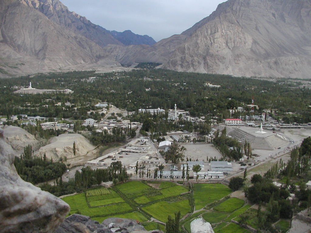 Skardu town as seen from Skardu Fort in Gilgit-Baltistan