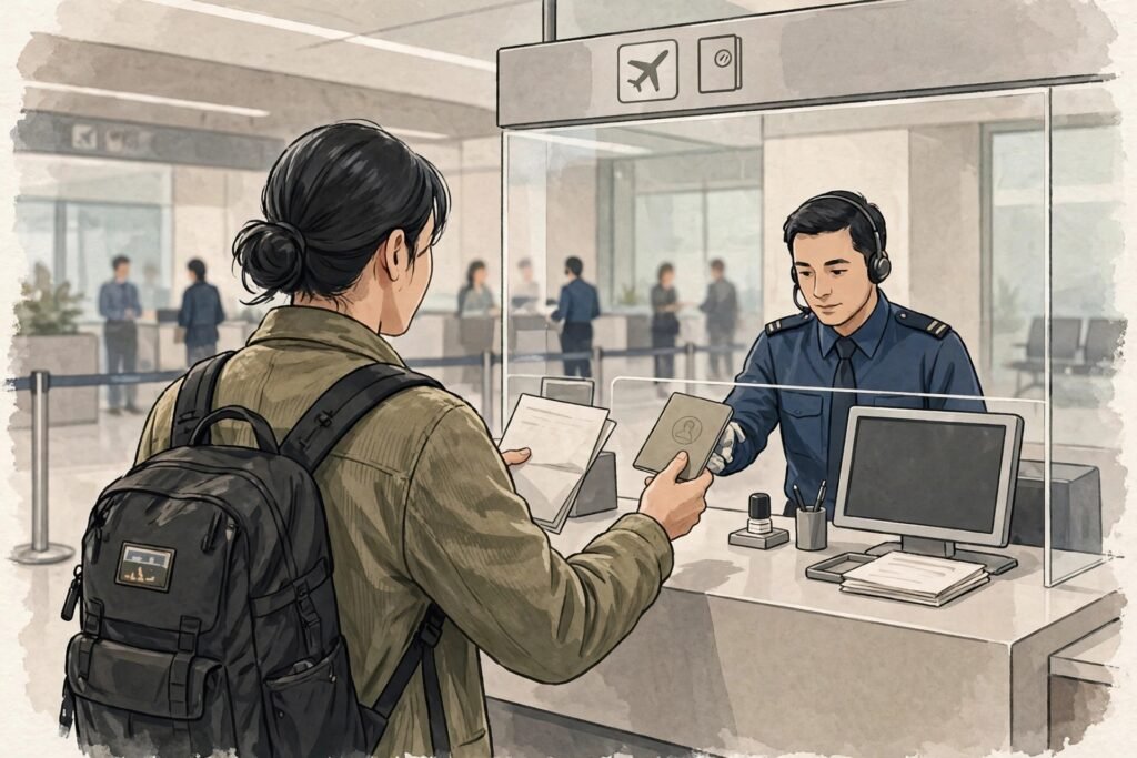 Airport immigration hall arrival